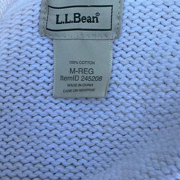 LL Bean Womens Cream White Cotton Shaker Stitch Cardigan Sweater Medium 245208 - Image 4
