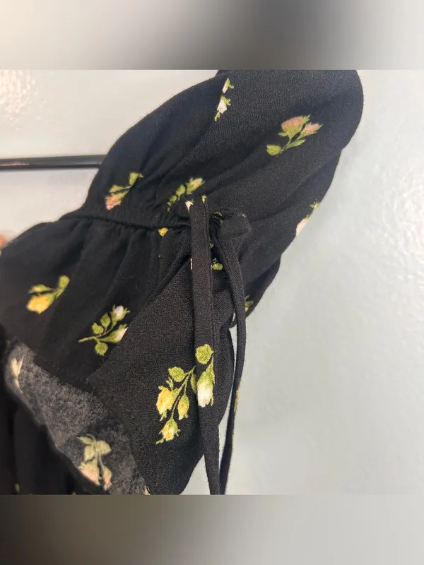 Reformation Solis Briar Black Floral Off the Shoulder Milkmaid Boho Top Small - Image 8