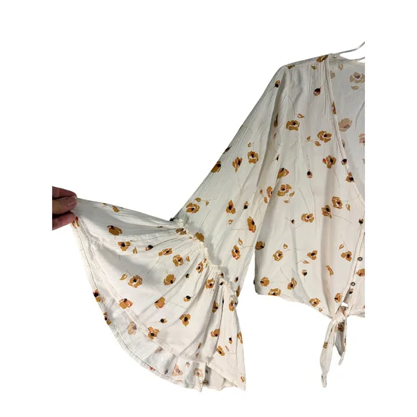 Billabong Lust Wild Floral Crop Tie Front Top Small Bell Sleeve Excellent Boho‎ - Image 5