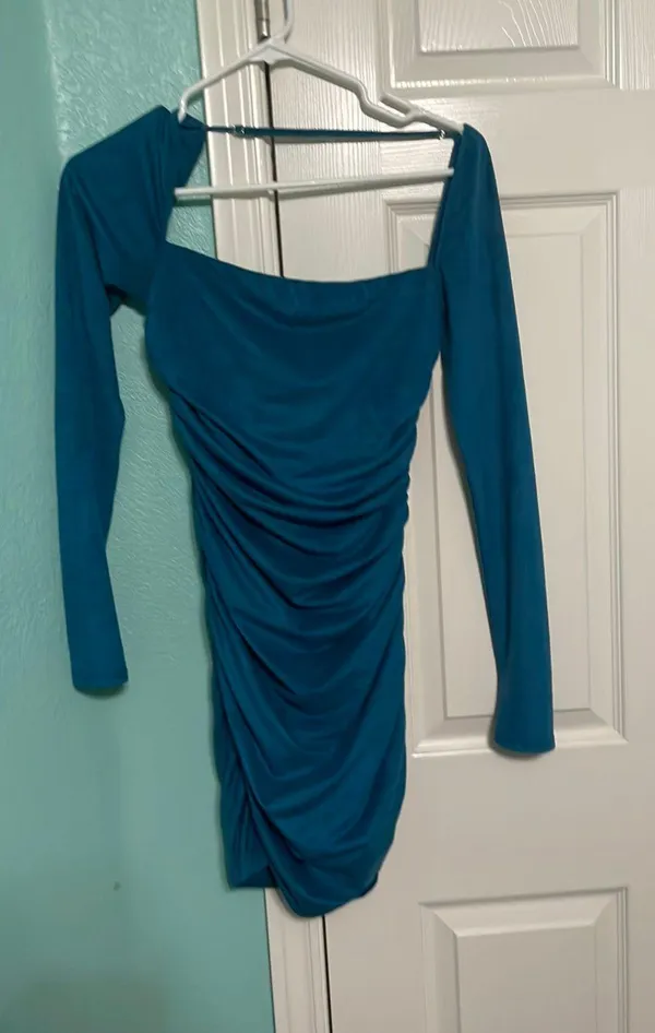 Lucy in the Sky Suede Turquoise Dress - Image 2