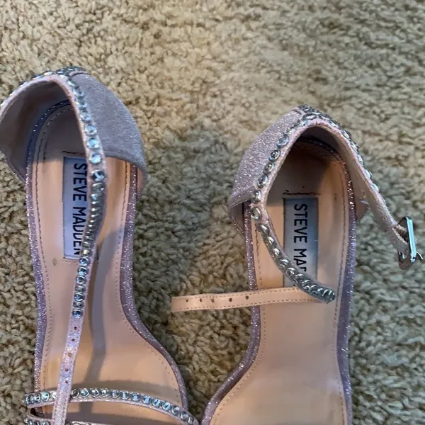 Steve Madden Collette Blush Glitter Rhinestone Strappy Stiletto Size 7 - Image 6