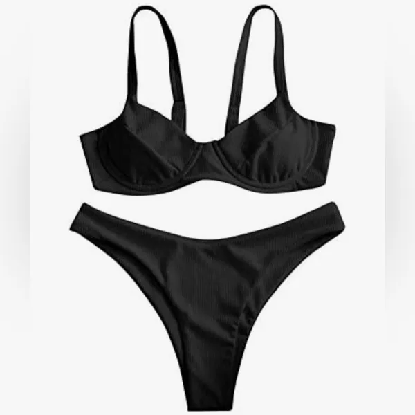 NWT ZAFUL Women’s‎ Ribbed Underwire Bikini Set - Small - Image 5