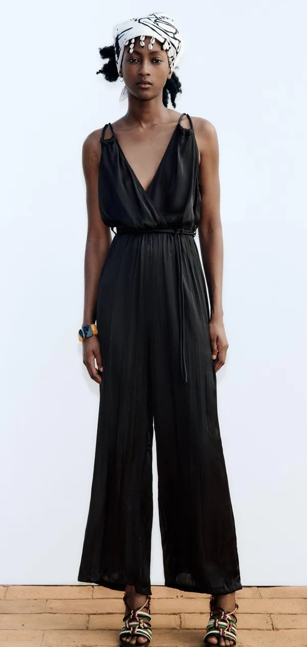 ZARA nwt satin effect pleated jumpsuit romper - Image 3