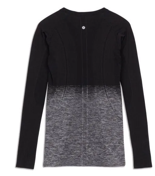 Lululemon Black & Gray Ombre Swiftly Tech Long Sleeve Shirt Size 4 - Image 2