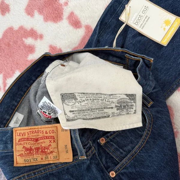 Vintage Y2K Levi’s 524 Ultra Low Rise Bootcut Jeans W33 L32 NWT 100% Cotton Dark Wash Rare Tag Error WPL 423 - Image 8