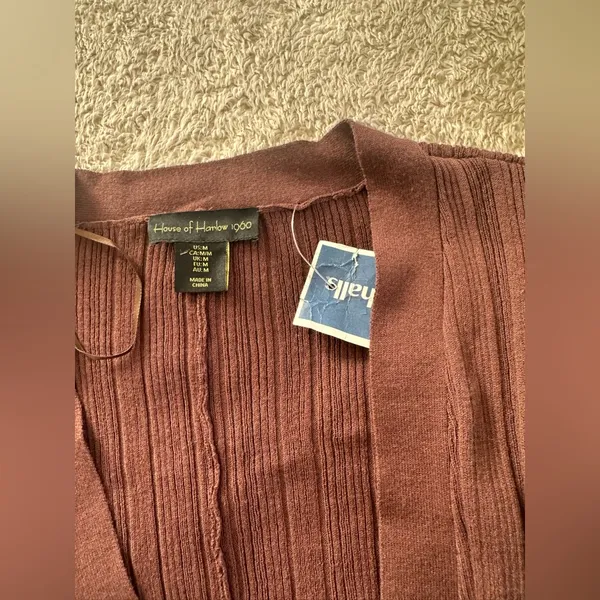 Women’s House of Harlow brown Knit ribbed Dress & Cardigan Set Size Medium - Image 6