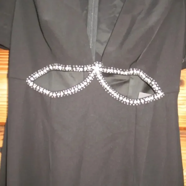 NWT Mac Duggal Puff Sleeve Black Cut Out Gown Dress 6 2630 - Image 9