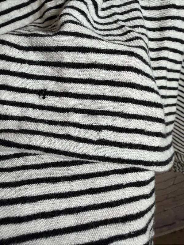 We The‎ Free Womens medium Black white stripe Short Sleeve Asymmetrical shirt - Image 6