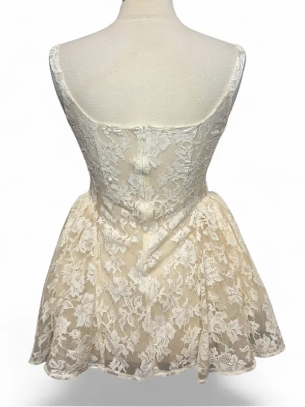 NWT MISS ROSIER Boutique Euphemia Cream White Floral Lace Mini Dress - Image 9