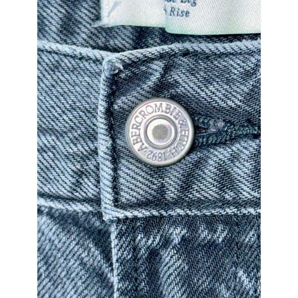 Abercrombie & Fitch The Wide Leg High Rise Black Denim Jeans Womens 26 S Short - Image 5
