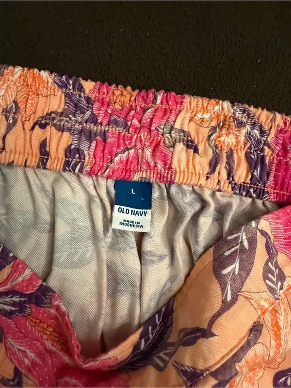 Old Navy Peach Floral Wide-Leg Pants with Pink and Purple Blooms🌸 - Image 6