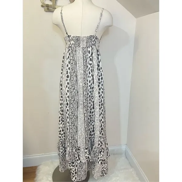 Brass Monkey Boutique Mixed Animal Print Tiered Ruffle Maxi Dress S - Image 2