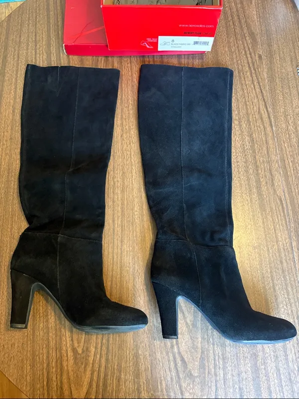Jessica Simpson Size 8 Ference Black Suede Knee High Heel Boots - Image 2