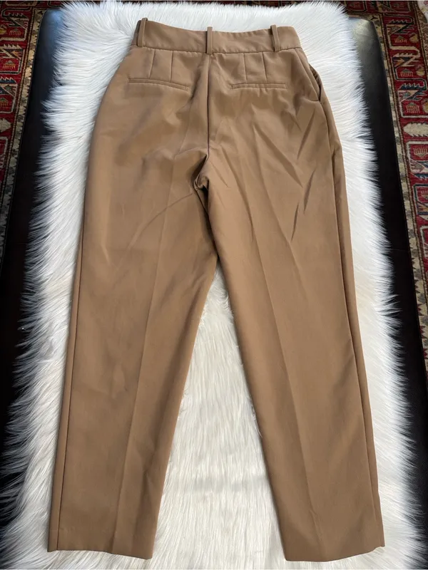 Zara Tan High Waisted Pleated Trousers - Image 5
