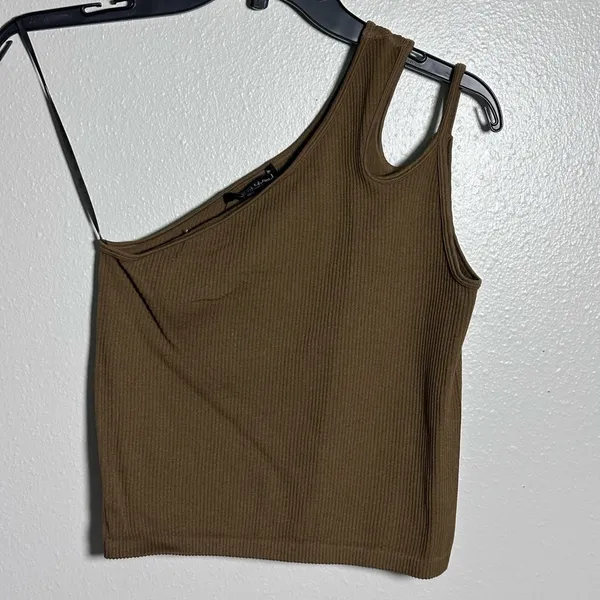 Mixed Threads Women One Shoulder Brown Top Size S.‎ - Image 2