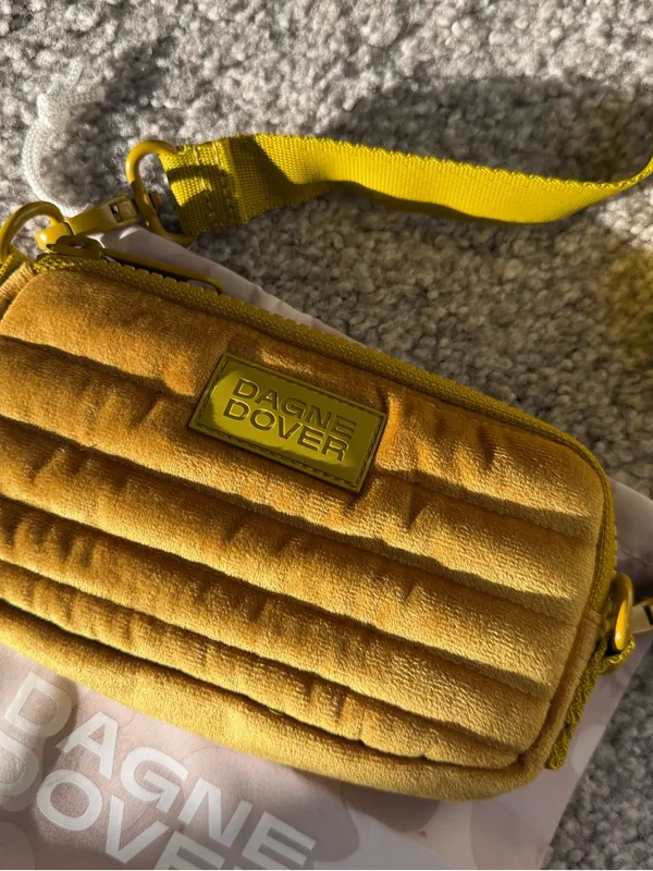 Dagne Dover Mustard Quilted Crossbody Bag with Adjustable Strap - Image 2