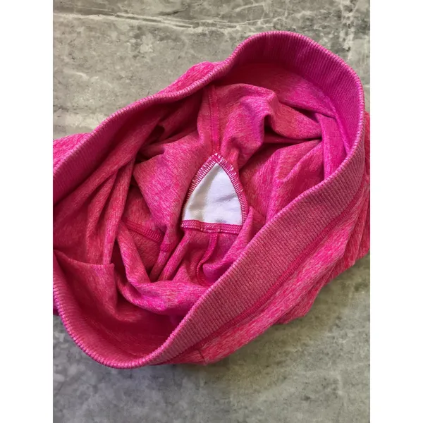 Alo Yoga Womens Neon Pink Heathered Cropped Capri Leggings Ribbed Waistband - Image 7