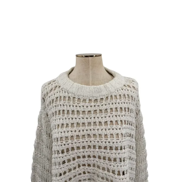Free People Caught Up Crochet Bell Sleeve Crop‎ Sweater Boho Womens Size Small - Image 4