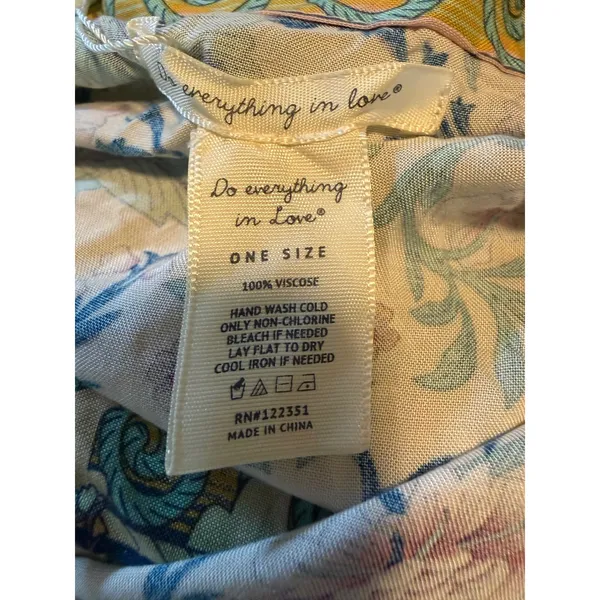 Do Everything In Love Floral Paisley tie top kimono‎ Yellow Blue One Size boho whimsi flowy crop shirt - Image 8
