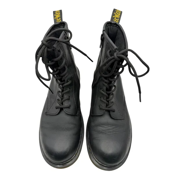 Dr. Martens Junior Softy Leather Boots Women 7 Black Side Zip Lace Up Combat - Image 4