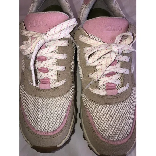 Clarks ATL Sneakers Size 9 Pink Beige White All Terrain Leisure Comfort Shoes - Image 6