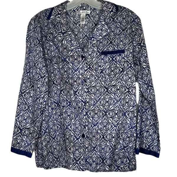Oscar de la Renta Two Piece Pajama‎ Set White - Image 2
