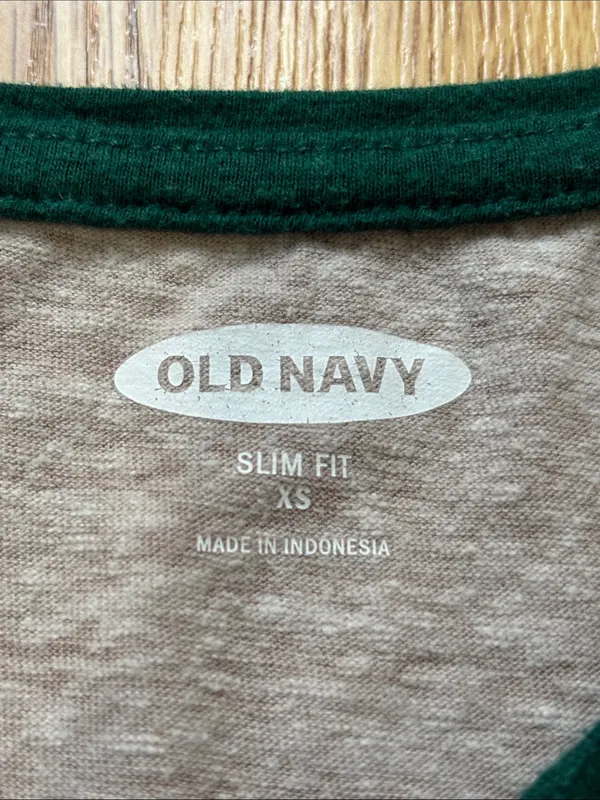 Old Navy “Take a Hike” Short Sleeve Tee with Dark Green Neck Trim - Image 2