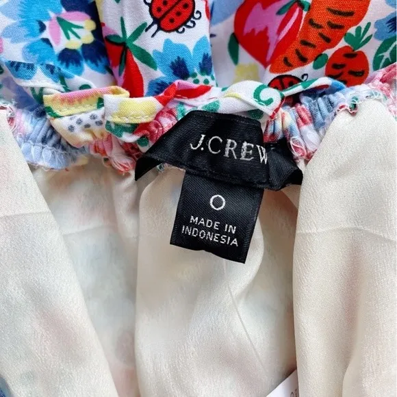 NWT J. Crew Floral Farmers Market Ladybug Print Midi Tiered Dress Size 0 | XS - Image 8