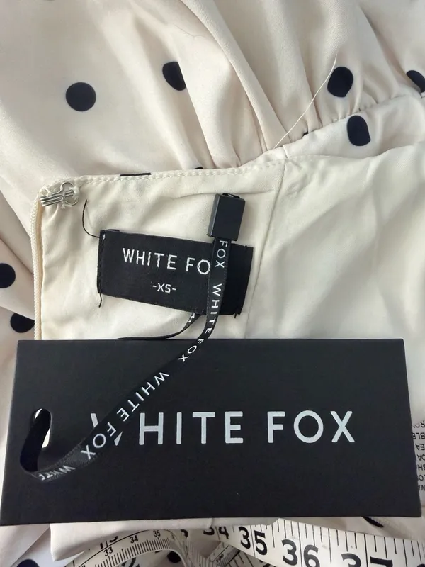 White Fox The Moment I Met You Mini Dress Cream Black Polka Dot XS - Image 3