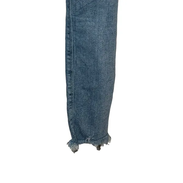 Zara Womens Jeans Mid-Rise Skinny Ankle Frayed Hem Stone Washed Denim‎ Blue 4 - Image 6