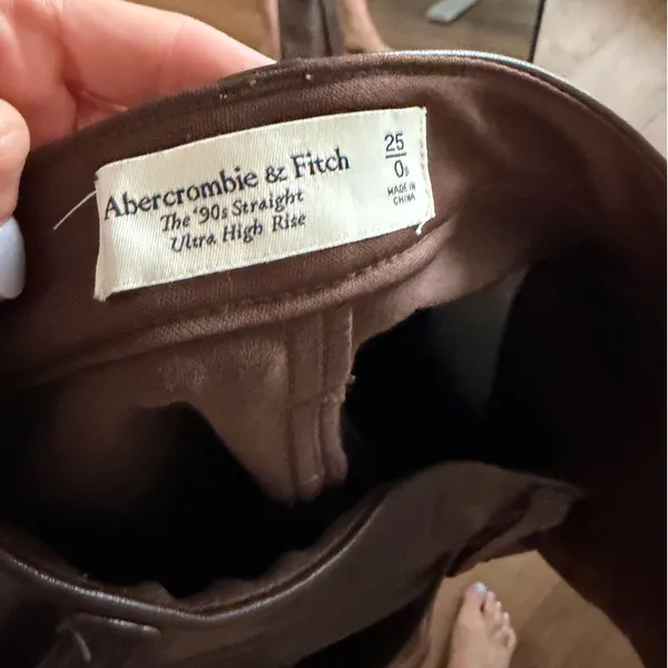 Abercrombie Brown Vegan Leather Pants - Image 2