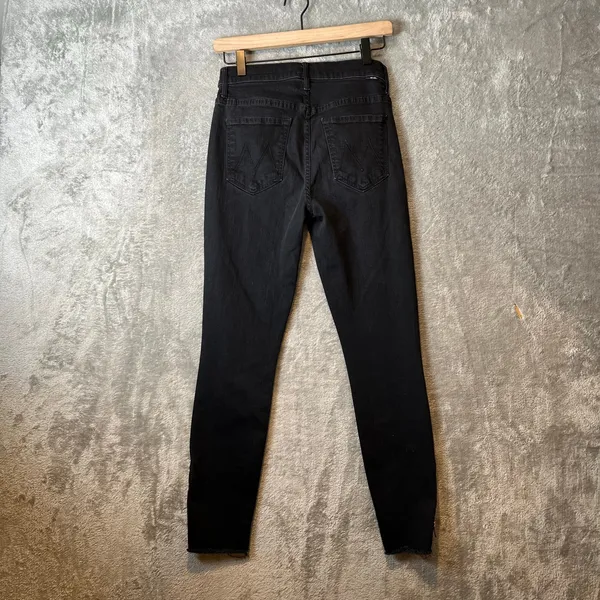 Mother The Stunner Double Zip Ankle Step Fray‎ Jeans in Not Guilty Black Sz 27 - Image 2