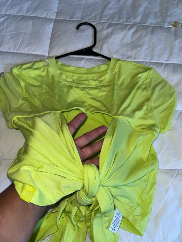 Neon Lime Tie-Back Crop Top - Women - Image 3