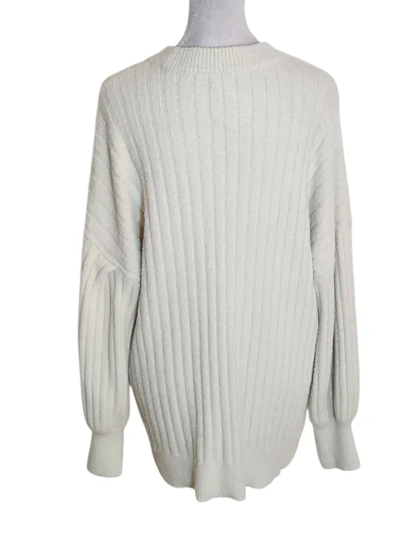 Aerie Cream Ribbed Fuzzy Sweater Size Medium - Image 2