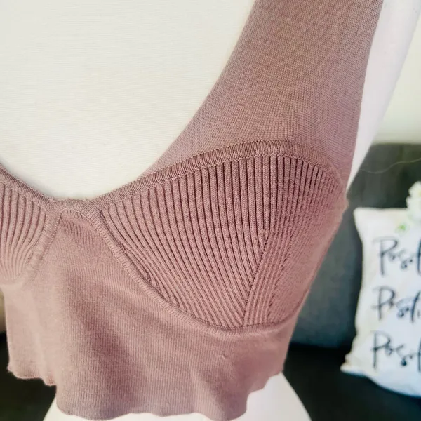 Taupe F21 Ribbed Bustier Crop Top - Image 2