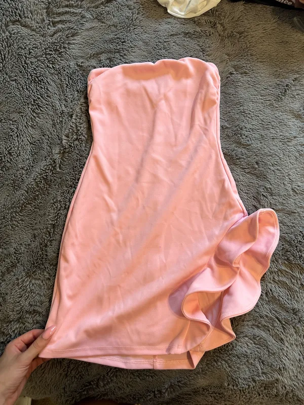 Lucy in the Sky Scuba Ruffle Dress in Pink - Image 3