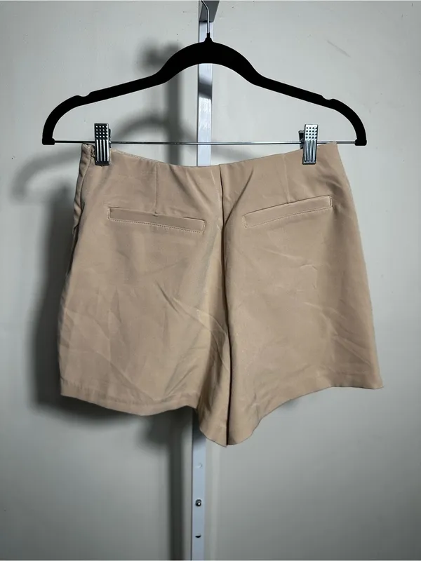 X211. Love Tree Beige Wrap-Front Mini Skirt/Skort - Image 3