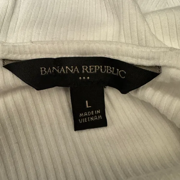 2193 | Banana Republic Ribbed Scoop Neck 3/4 Sleeve Bodysuit White Womens L - Image 5