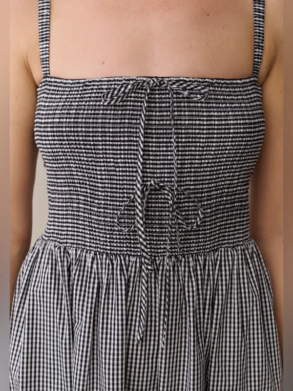 NWT Few Moda Christy Cotton Dress size Small S black white gingham bow maxi opt - Image 5