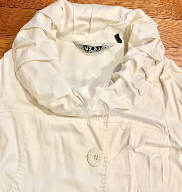 Vtg Y2K Last Kiss off White Swing light Jacket Exaggerated Retro Ruffle Collar L - Image 8