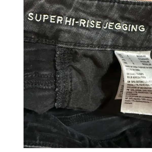 American Eagle Super Hi-Rise Jegging Black Ripped Distressed Skinny Jeans Size 4 - Image 6