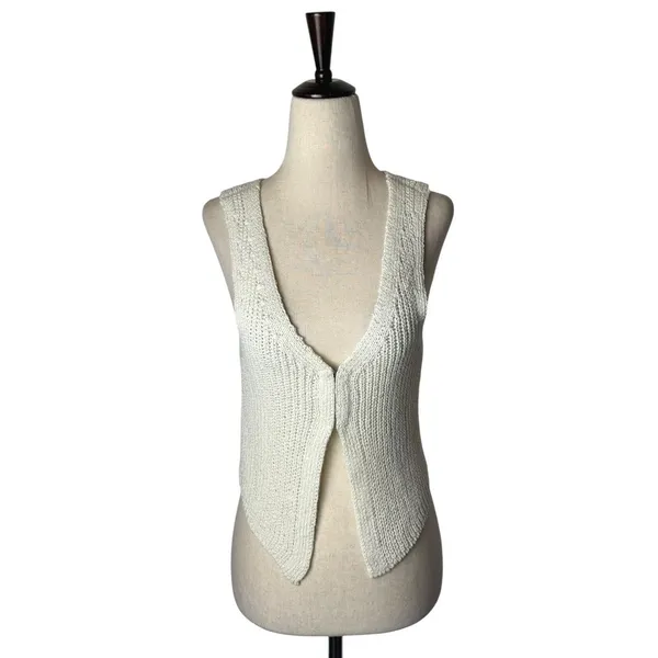 Urban‎ Outfitters Vest Women Medium Ivory Knit Demi Vest Top Streetwear Cropped - Image 2
