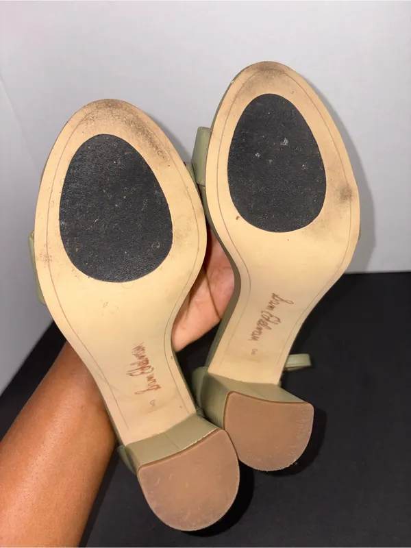 Olive Green High Block Heel Ankle Strap Sandal Sam Edelman Size 8 - Image 4