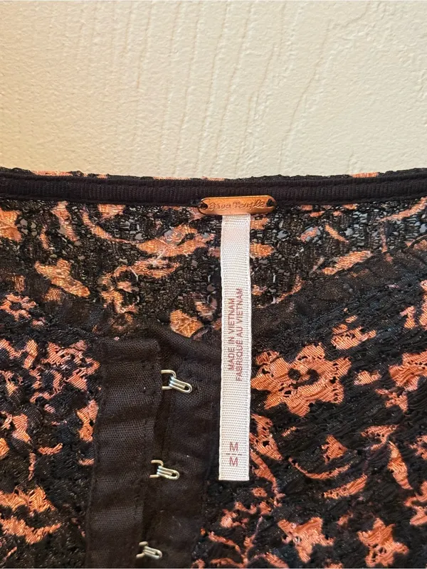 Free People Oh Baby Lace Corset Top in Black Combo - Image 5