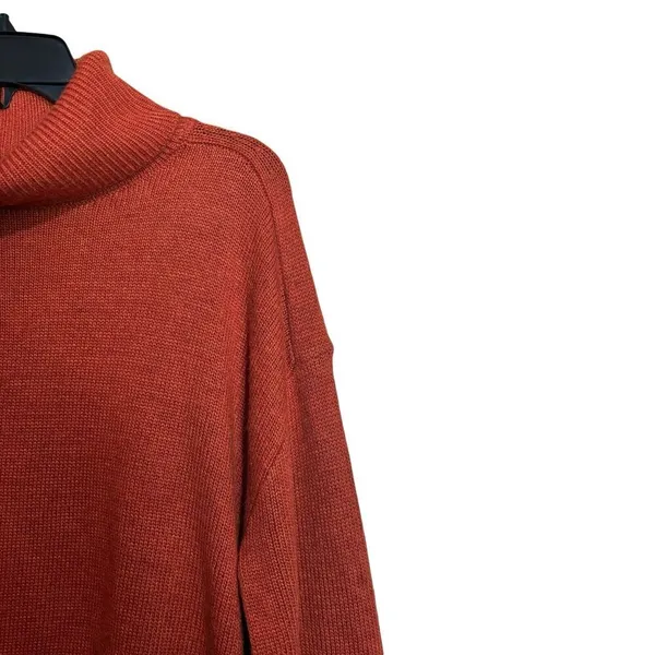Talbots Tunic Sweater Womens Medium Orange Turtleneck Stretch Pullover - Image 3