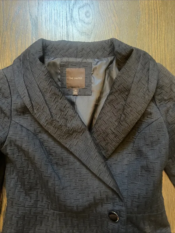Vintage Y2K The Limited Black Textured Cropped Blazer Shawl Collar 2000s | XS - Image 4