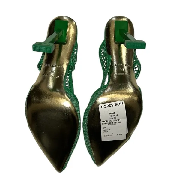 Jessica Rich Green Fish Net Slip-on Pump Shoes(Size 38) - Image 4