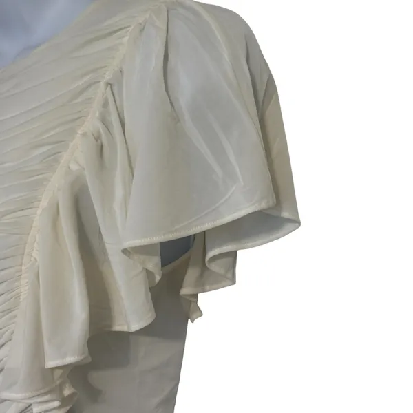 EXPRESS Ruched Flutter Sleeve Ivory Off White Blouse NWT $58‎ Size XS - Image 4