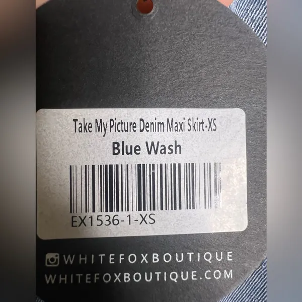 White Fox Boutique Take My Picture Denim Maxi Skirt – Blue Wash. size XS. NWT - Image 10