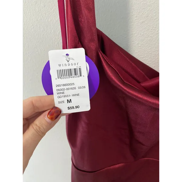 New Windsor Maroon Red, High Slit Dress - Image 3